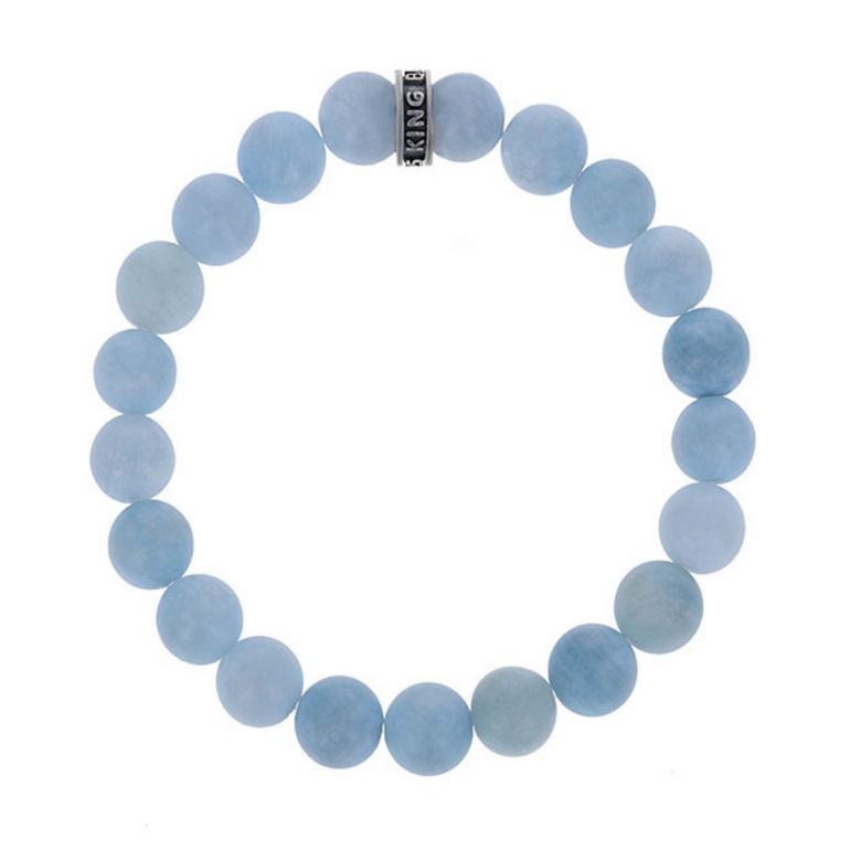 10mm Light Blue Aquamarine Bracelet with Logo Ring - Danielle B.