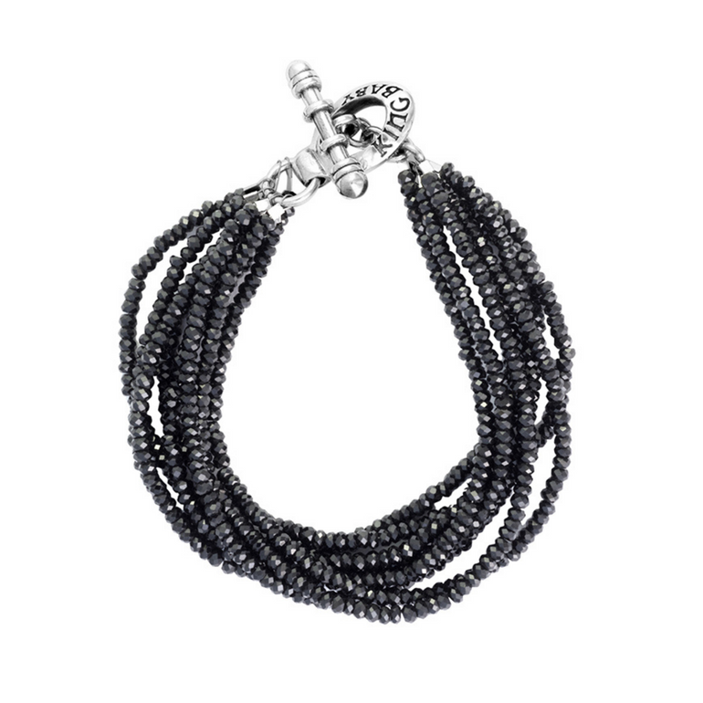 Eight Strand Spinel Bead Bracelet With Mini Toggle Clasp