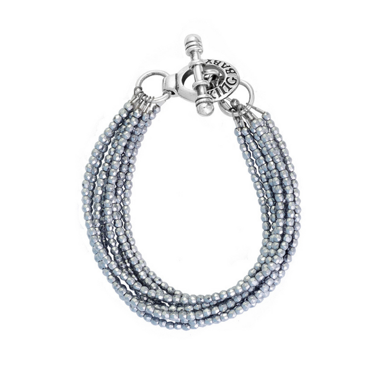 Eight Strand Hematite Bead Bracelet with Mini Toggle Clasp
