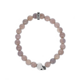 Grey Agate and Silver Skull Bracelet