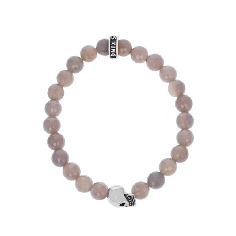 Grey Agate and Silver Skull Bracelet - Danielle B.