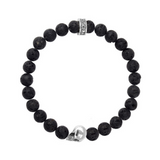 Black Lava Rock Bracelet with Skull Bead