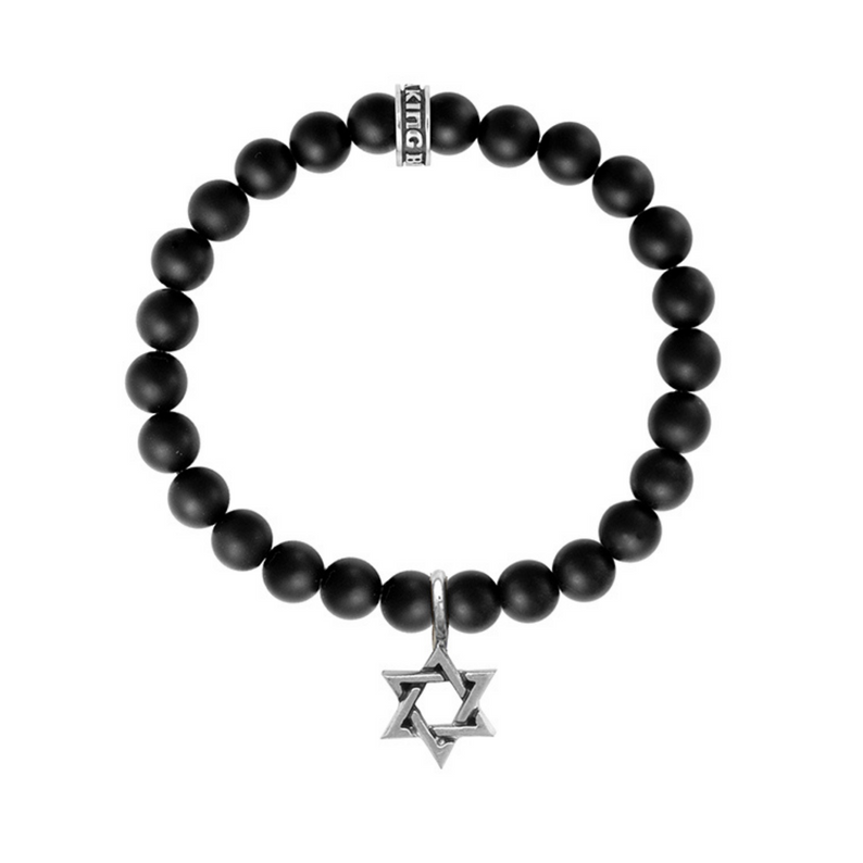 Onyx Bead Bracelet with Star of David