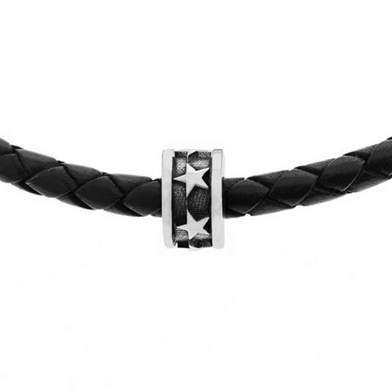 Leather Wrap Bracelet with Micro Stackable Star Rings - Danielle B.