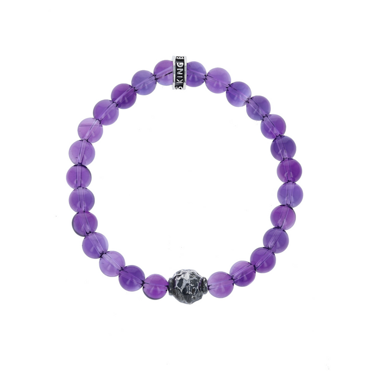 Amethyst Bracelet with Round Textured Bead - Danielle B.