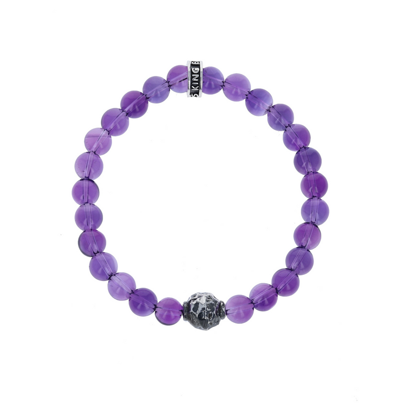Amethyst Bracelet with Round Textured Bead