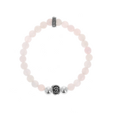 6mm Rose Quartz Bracelet with Silver Rose Bead