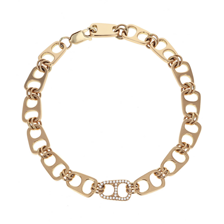 18kt Gold Small Pop Top Bracelet with Pave Diamonds