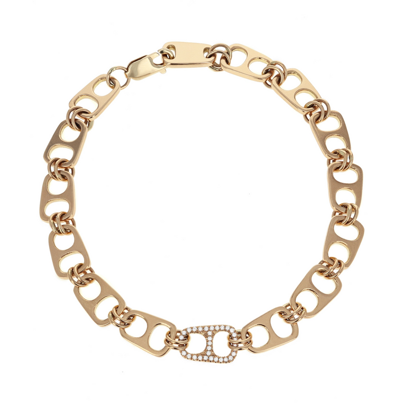 18kt Gold Small Pop Top Bracelet with Pave Diamonds