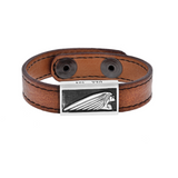 Leather Bracelet with Silver Indian Motorcycle Headdress Logo