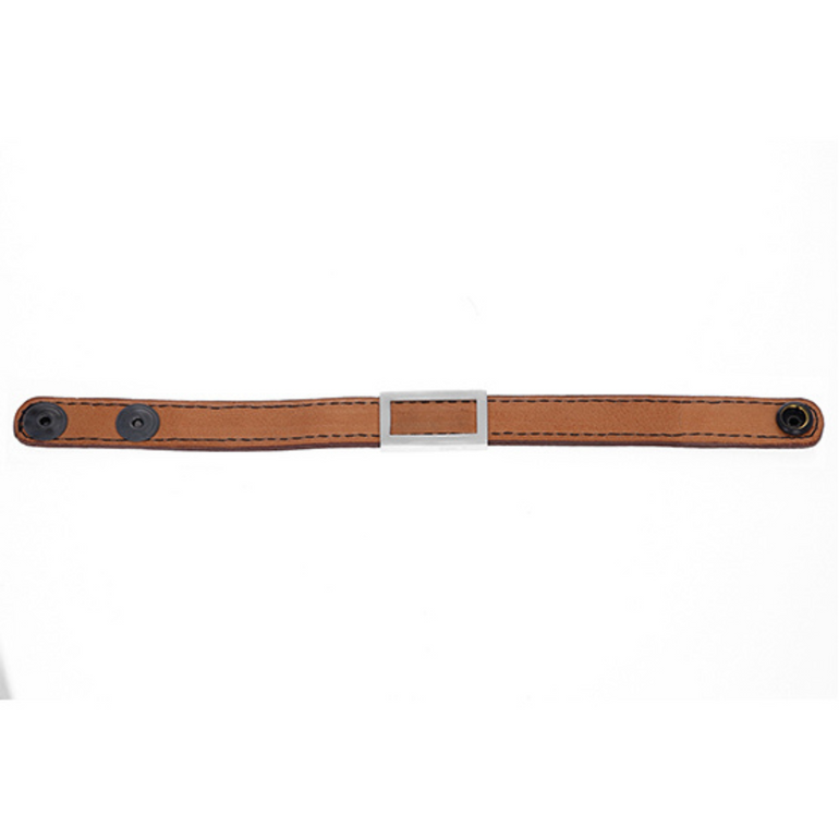 Leather Bracelet with Silver Indian Motorcycle Headdress Logo - Danielle B.