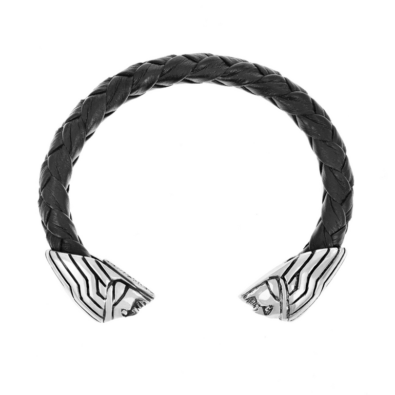 Leather Wrapped Cuff with Indian Ornament End Caps - Danielle B.