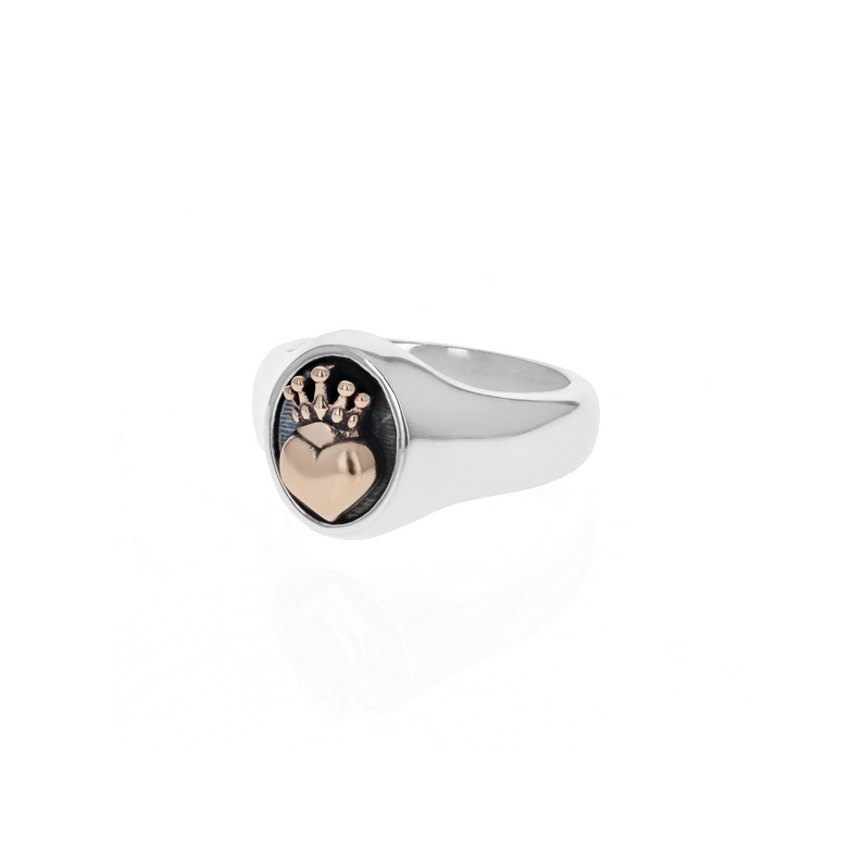 Crowned Heart Ring with Gold Alloy