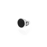 Round Onyx Signet Ring with MB Cross Detail