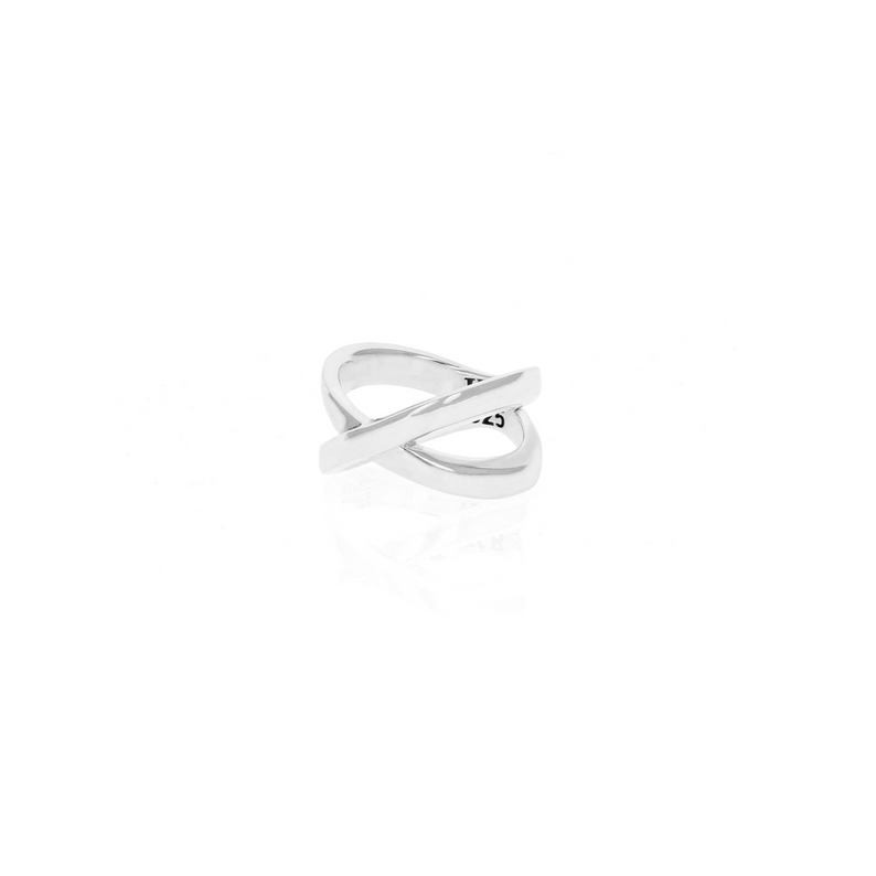 Silver X Cross Ring