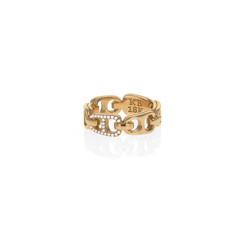 18kt Gold Small Pop Top Infinity Band with Pave Diamonds - Danielle B.