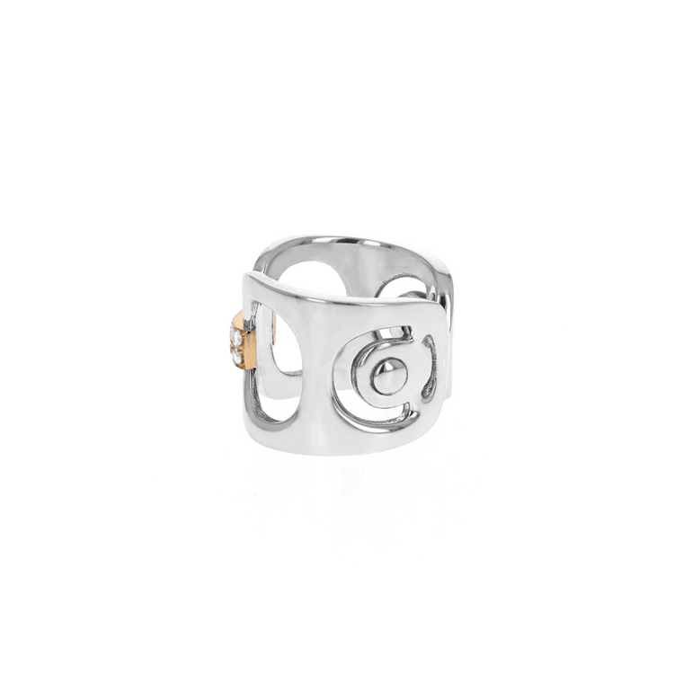 Large Pop Top Infinity Ring with 18kt Gold and White Pave Diamonds - Danielle B.