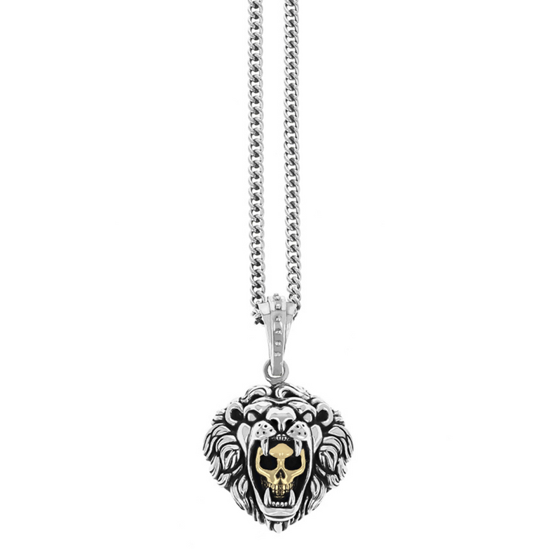 Lion Pendant with Gold Alloy Skull