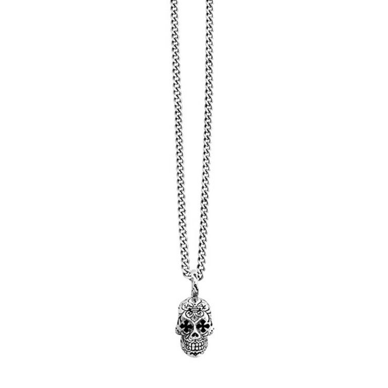 Small Day of the Dead Skull Pendant with MB Cross Eyes