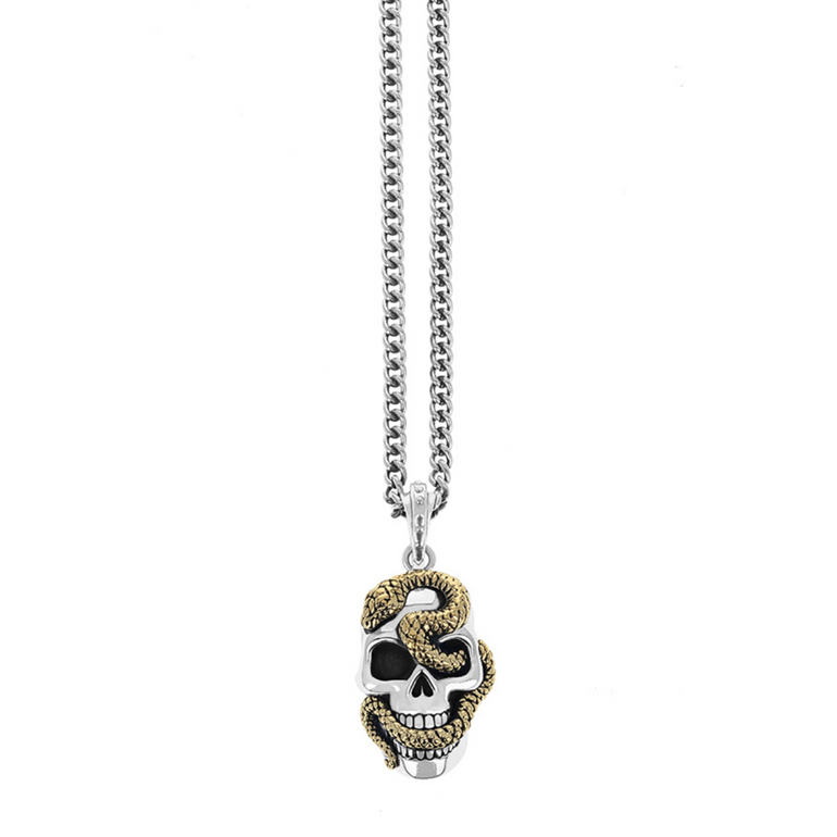 Large Skull Pendant with Gold Alloy Snake - Danielle B.