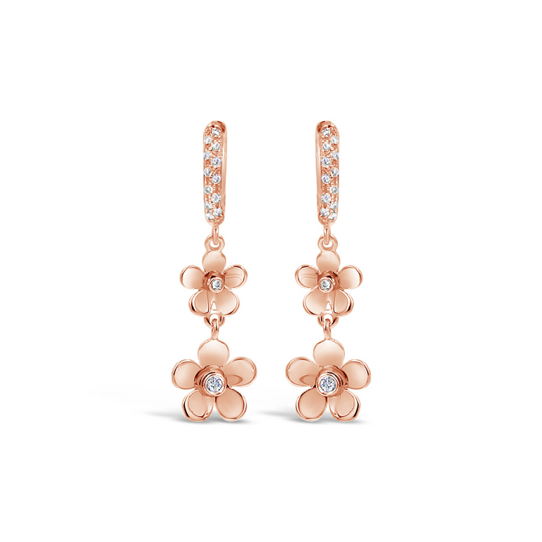 Minuette 18kt Gold Flower Drop Earrings with Diamonds