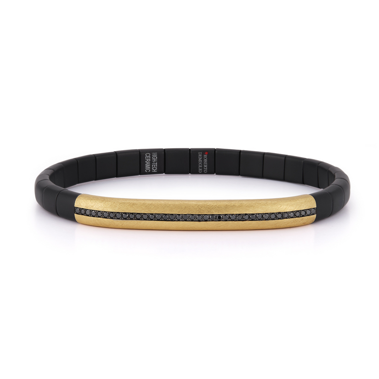 Manetta Ceramic Bracelet with Gold and Black Diamonds