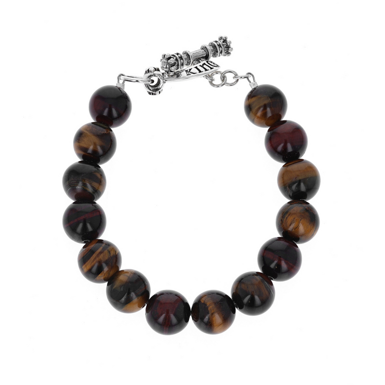 Red Tiger Eye Bracelet with Silver Toggle - Danielle B.