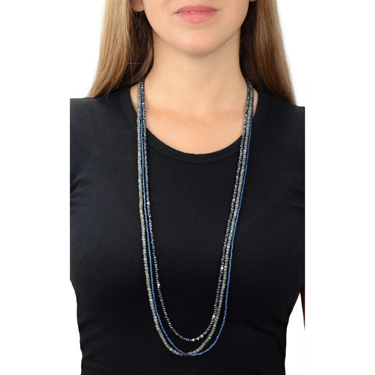 Multi Strand Necklace with Spinel, Labradorite and Blue Hematite Beads - Danielle B.