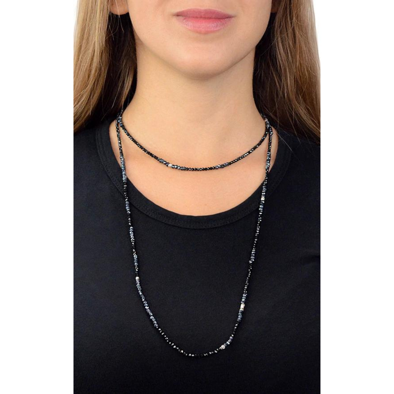 Mixed Spinel and Silver Station Necklace