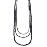 Triple Strand Necklace with Lava Rock, Spinel and Curb Link Chain