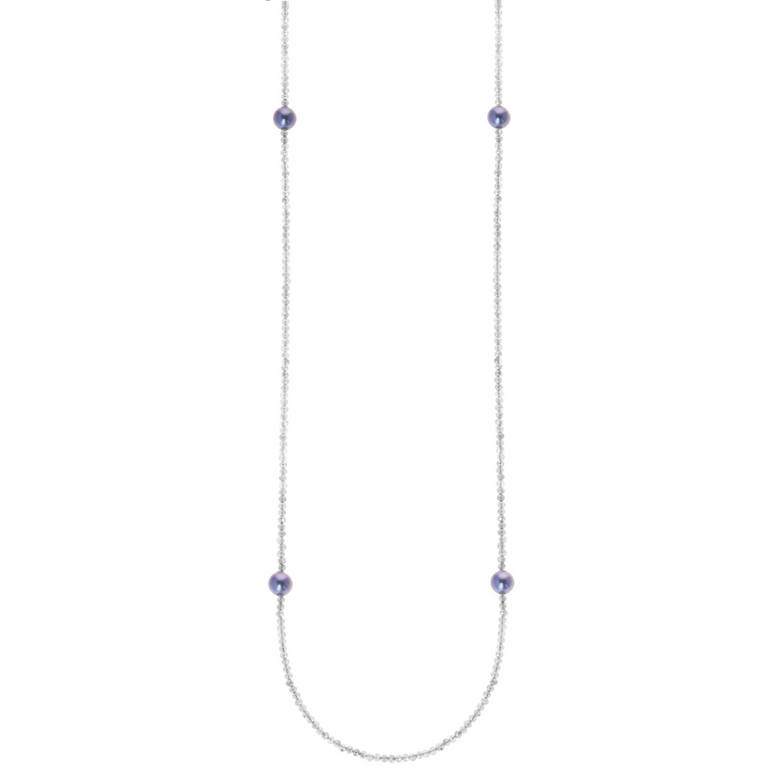 Long Labradorite Necklace with Peacock Pearls