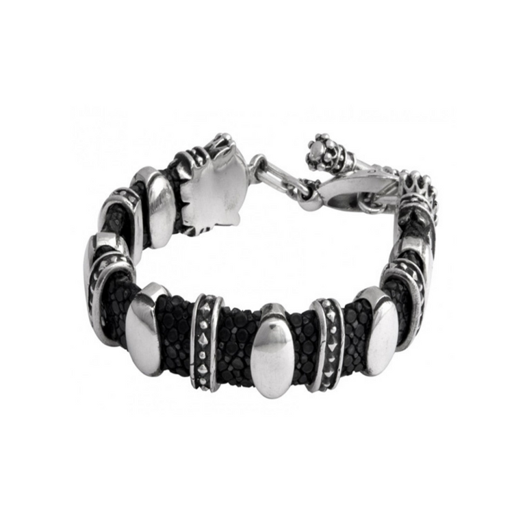 Black Stingray Bracelet with Silver Links - Danielle B.