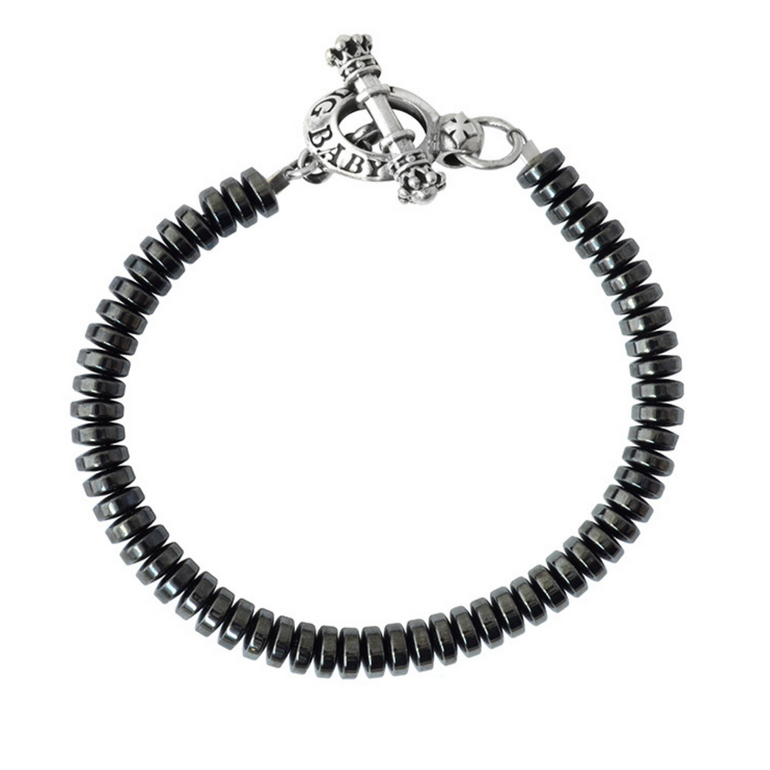 6.5mm Hematite Button Bead Bracelet with Toggle Clasp - Danielle B.