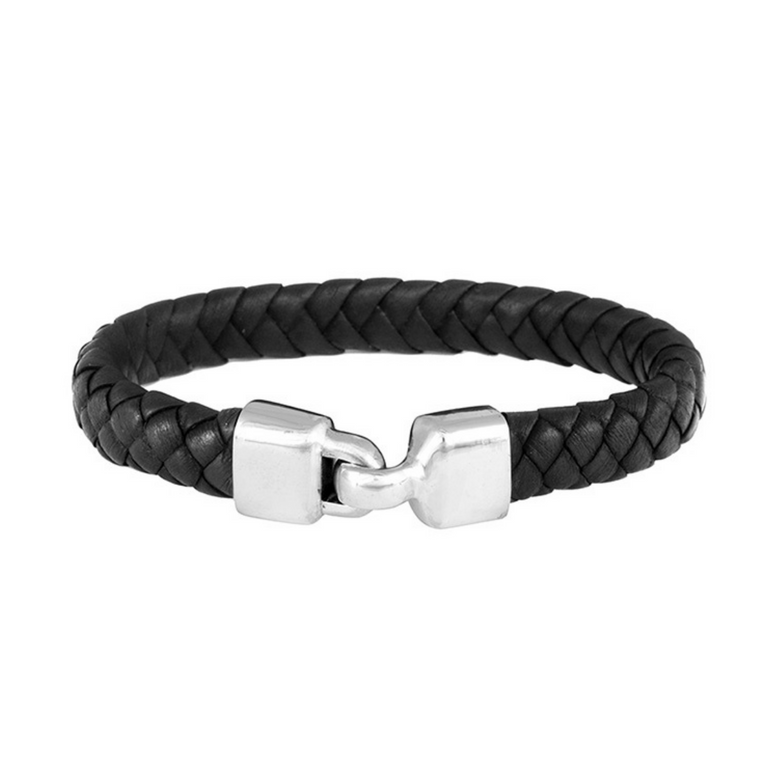 Small Braided Leather Bracelet with a Hook Clasp
