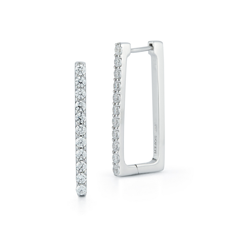 Rectangular Diamond Hoop Earrings - Danielle B.