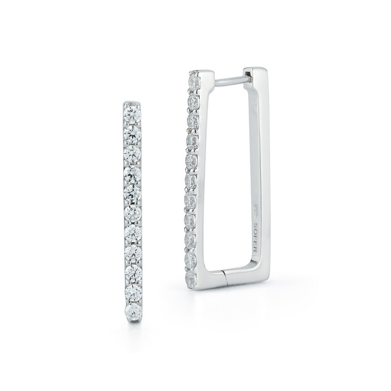 Rectangular Diamond Hoop Earrings - Danielle B.