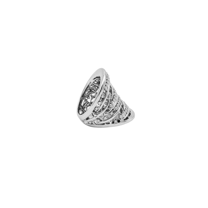 Mesh Crossover Ring with Diamonds