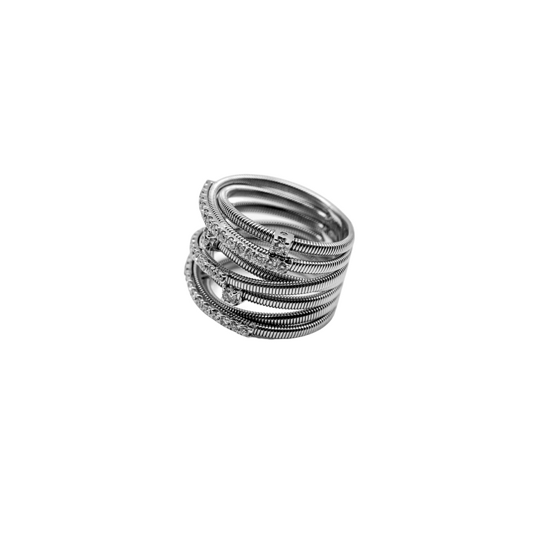 Crossover Ring with Diamonds