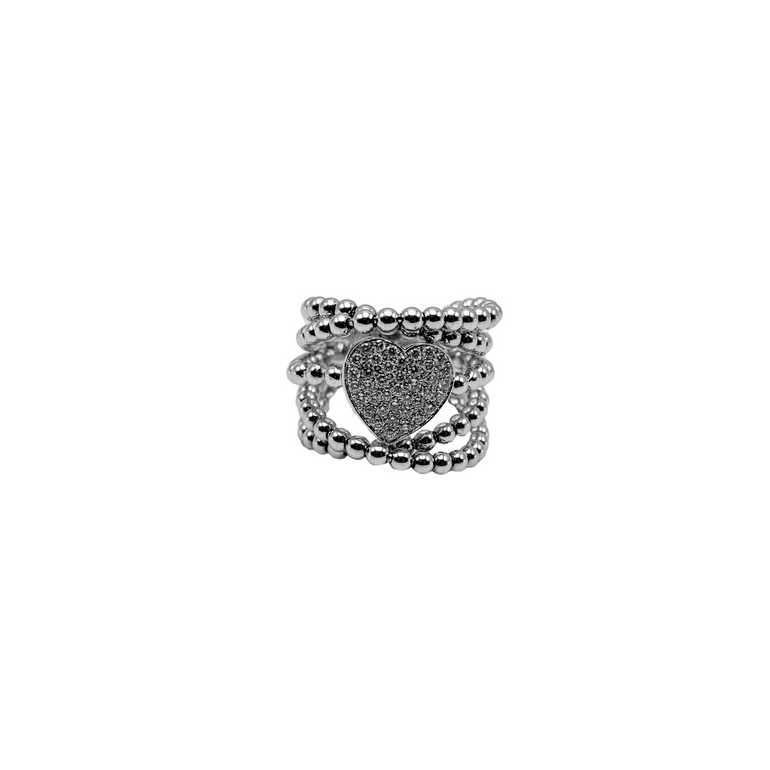 Crossover Heart Ring with Diamonds