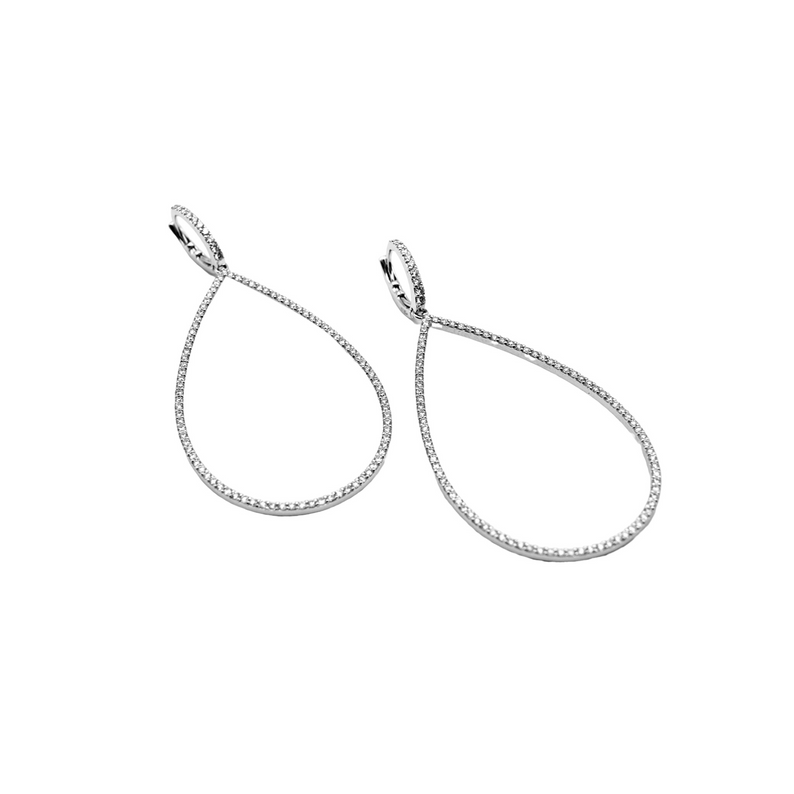 Pear Shape Drop Earrings with Diamonds