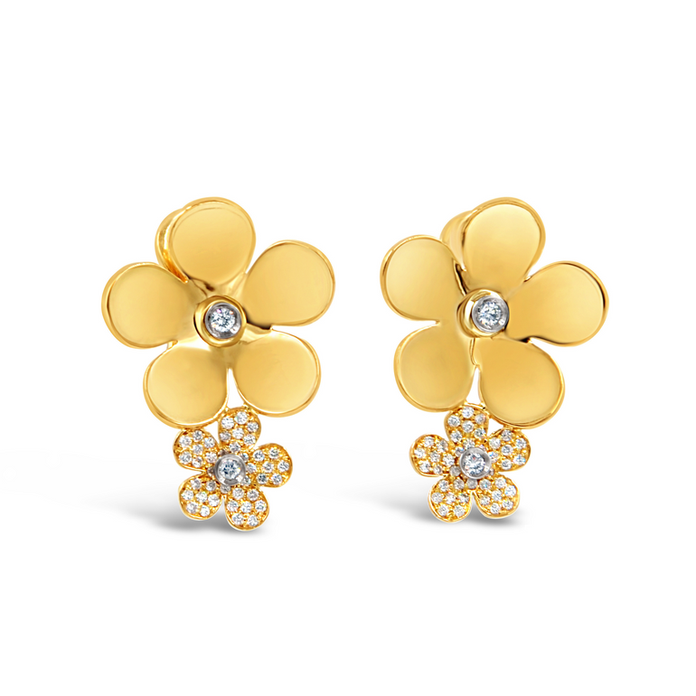 Minuette 18kt Gold Flower Earrings with Diamonds
